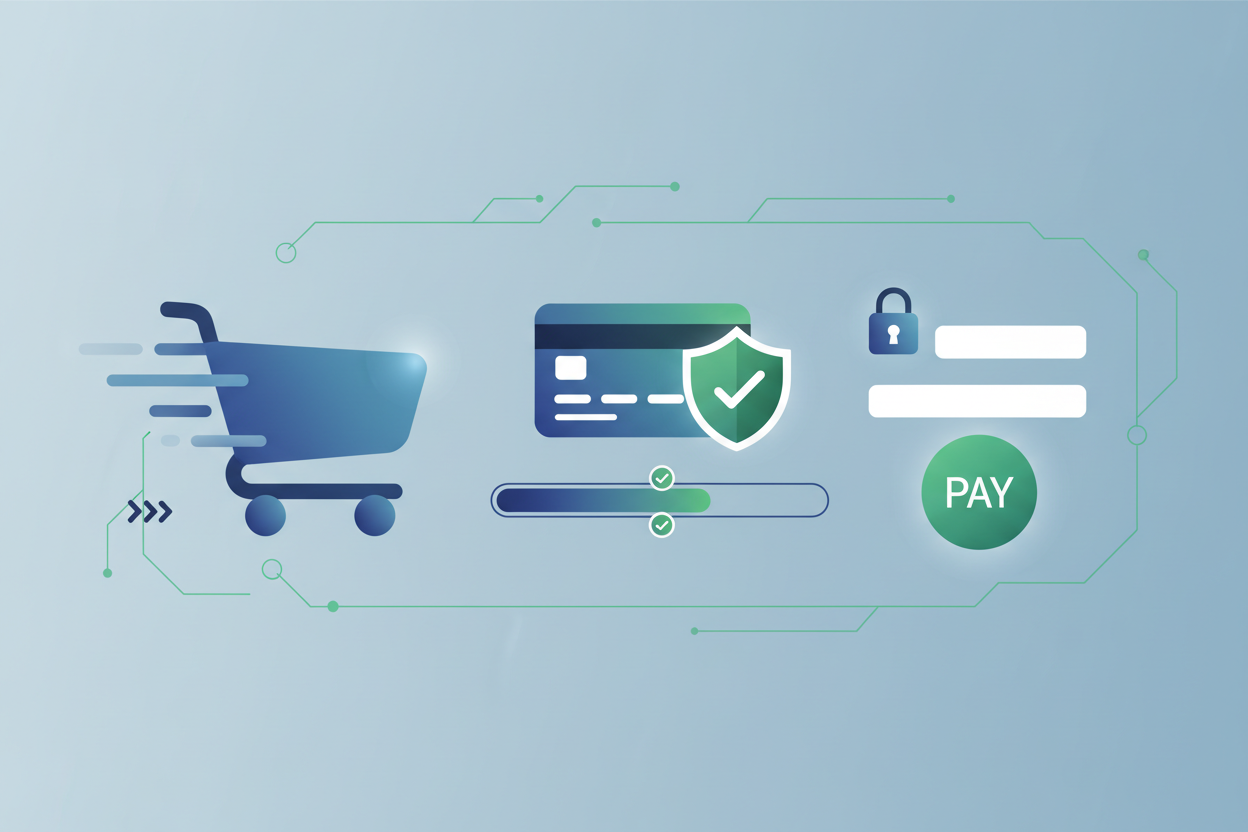 create a section image with less tetx and mroe visyually for

5. Cart & Checkout Audit

The most sensitive part of the funnel.

We audit:

Cart summary clarity

Unexpected costs

Form length

Payment options

Trust badges

Error validation

Checkout speed

Micro-interactions

Our goal: reduce abandonment and get more successful checkouts.