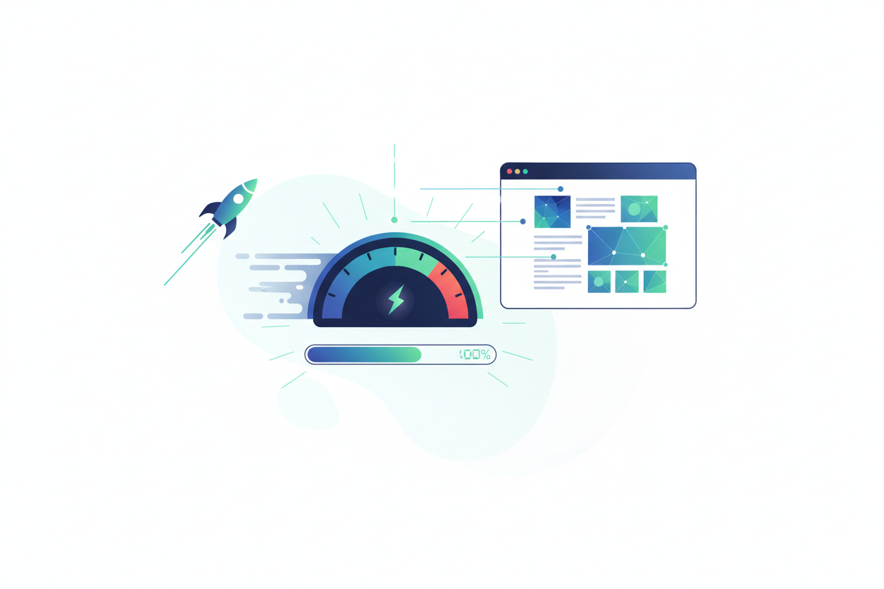create me a section image with minimal text and more visual 

for title and descriptino
6. Performance & Speed Considerations

Slow sites convert poorly.
We include a speed-focused review of:

LCP

Render-blocking scripts

Image issues

Third-party apps affecting checkout

Layout shifts

We document how speed impacts conversion across your journey.