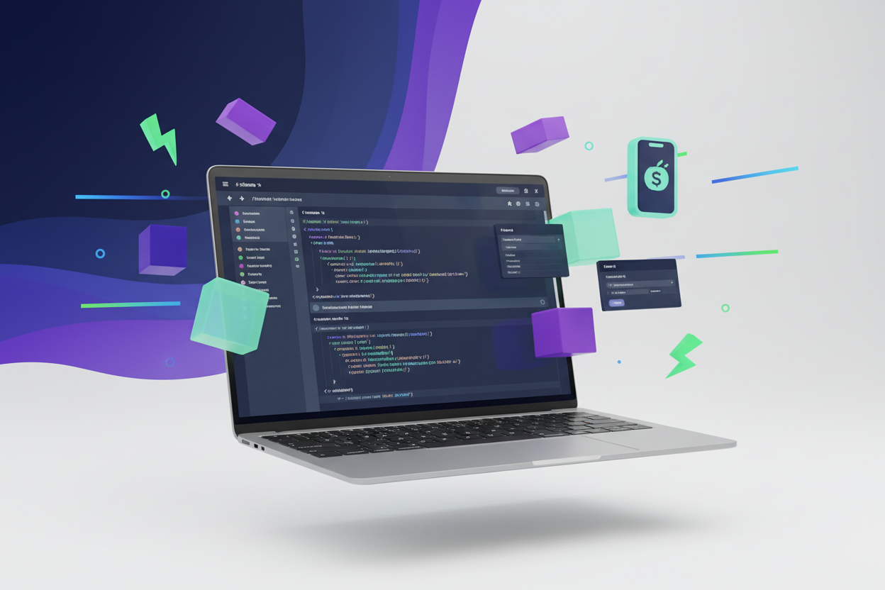 make image for a section with minimal text and more visual appealing for title and description

Shopify 2.0 Theme Development
We build your store using the latest Shopify development standards:

Custom sections & blocks
Liquid + JSON templating
Speed-optimized structure
Mobile-first responsive design
App-less custom features where possible
Clean, efficient, and easy to manage.