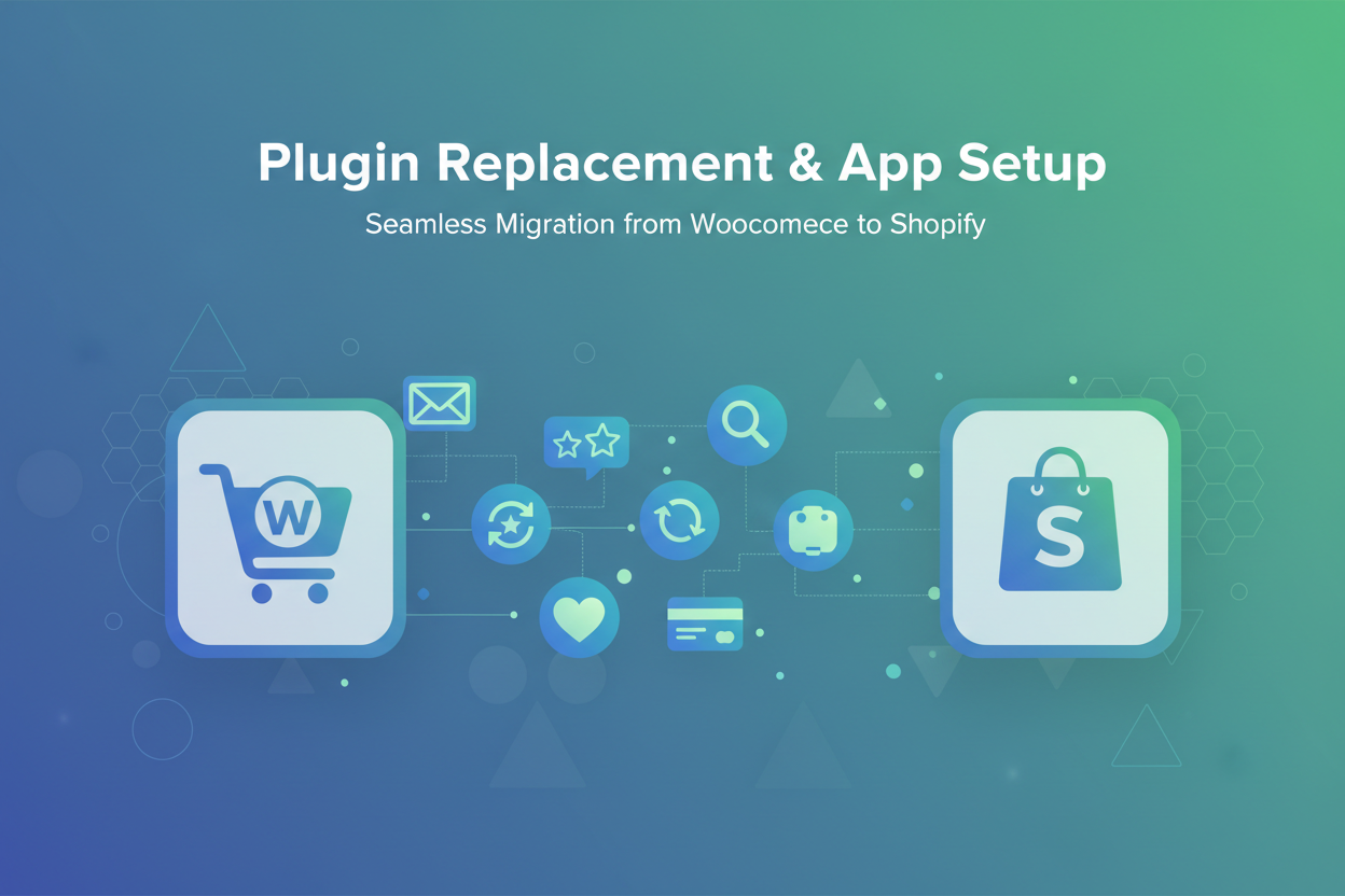 make me a section like I wanted as per previous way for title and description

Plugin Replacement & App Setup
WooCommerce heavily depends on plugins—many of which slow down your store.

We replace them with Shopify equivalents:

Klaviyo
Judge.me / Yotpo
Recharge
Wishlist apps
Search & filtering
Subscriptions
Upsell & bundles
COD & payment integrations
We ensure all necessary features carry over smoothly.