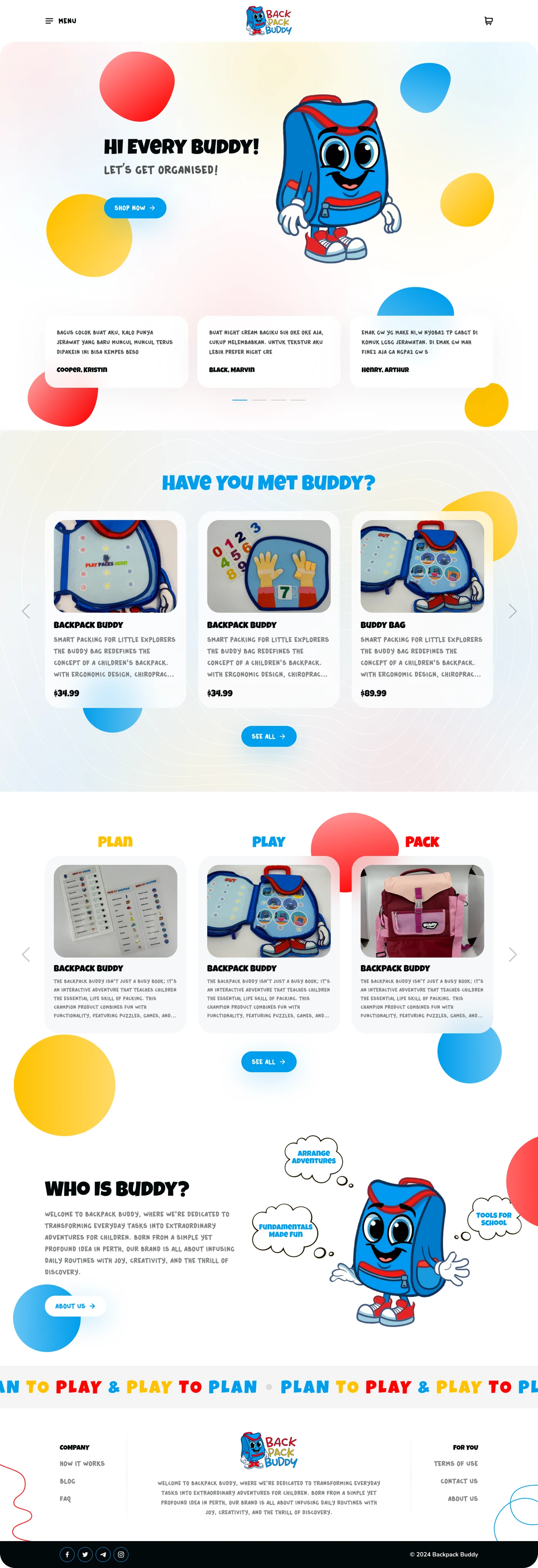 Backpack Buddy Shopify store