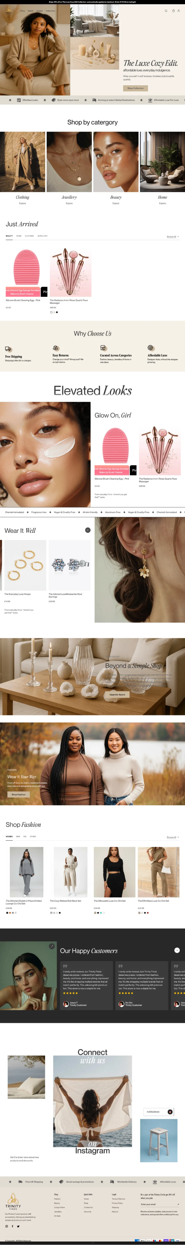 Trinity Finds Shopify store